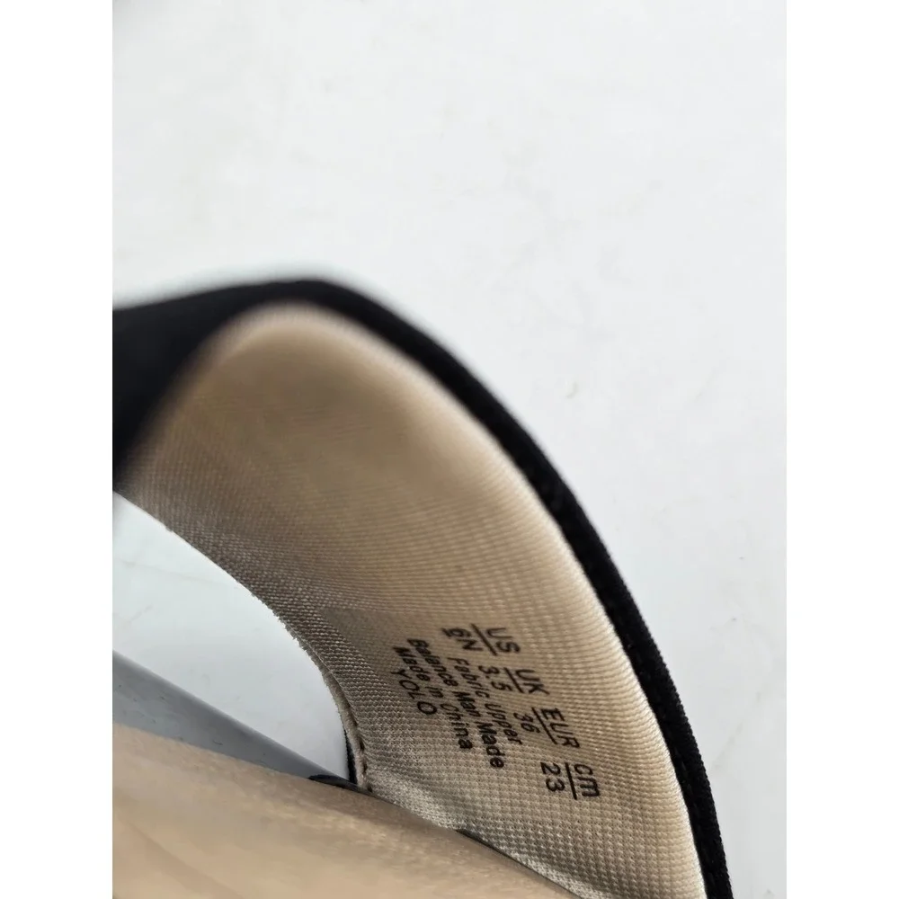 LifeStride Yolo Wedge Sandals Womens 6N Black Elastic Strappy Open Toe -New
